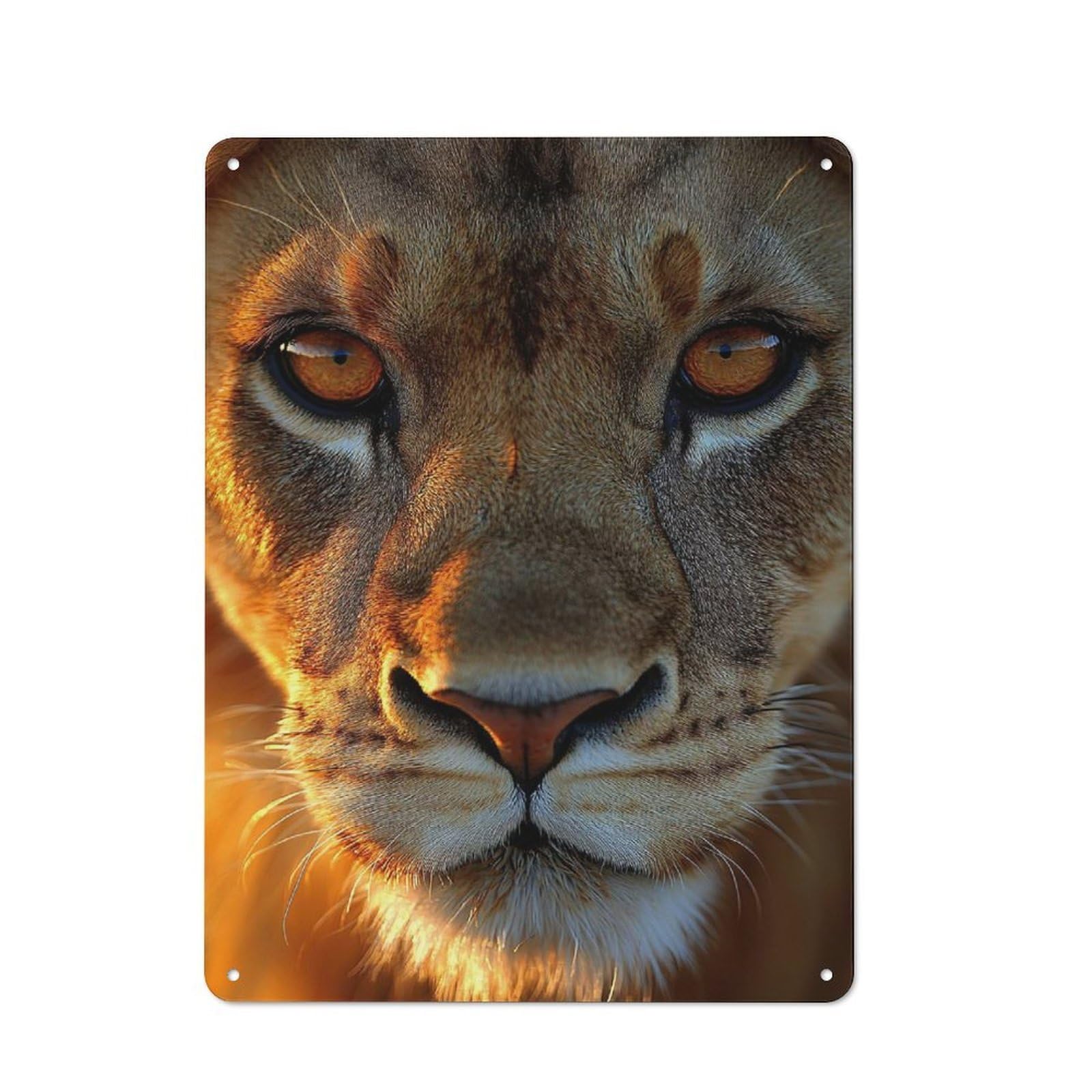 Junmoney Style Lion Face Close-Up Printed Metal Sign 40X30cm For Lounge Or Reading Corner, A Winter Wall Decor Update For Reading Corner Decorators