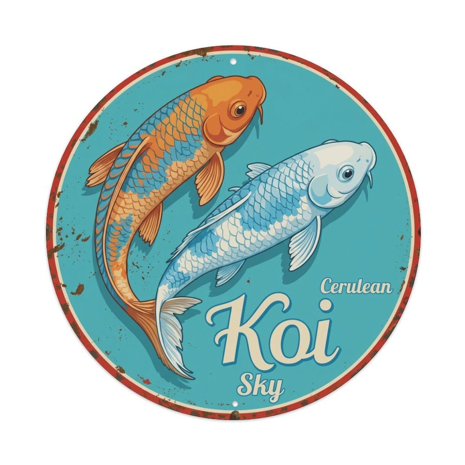 Koi Fish Cerulean Sky Waters Bright Blue Clear Daylight Metal Tin Sign