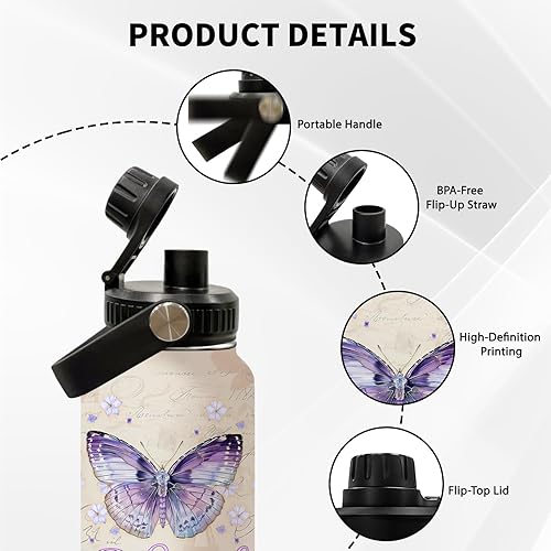 Miniatura 4 de Regalos cristianos para mujeres, botella de agua de mariposa morada con tapa para niñas de 32 onzas, regalos inspiradores basados en la fe para