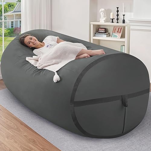 Miniatura 280 de HABUTWAY Puf gigante de 2 pies para adultos, con relleno de espuma viscoelástica, puf grande con funda de terciopelo holandés extraíble para sala de