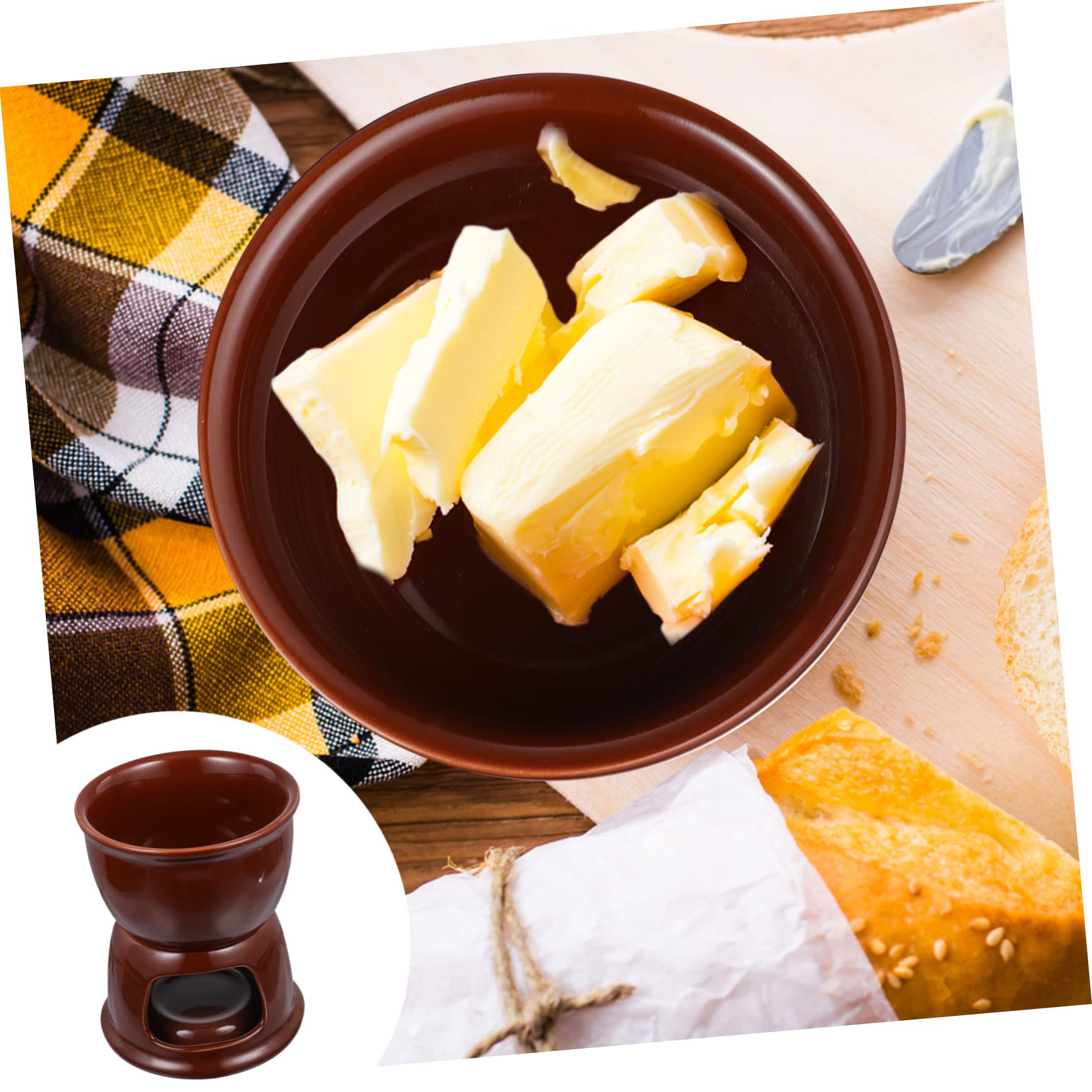 DECHOUS Ceramic Cheese Fondue Pot Sturdy Melting Stove for Baking Cooking