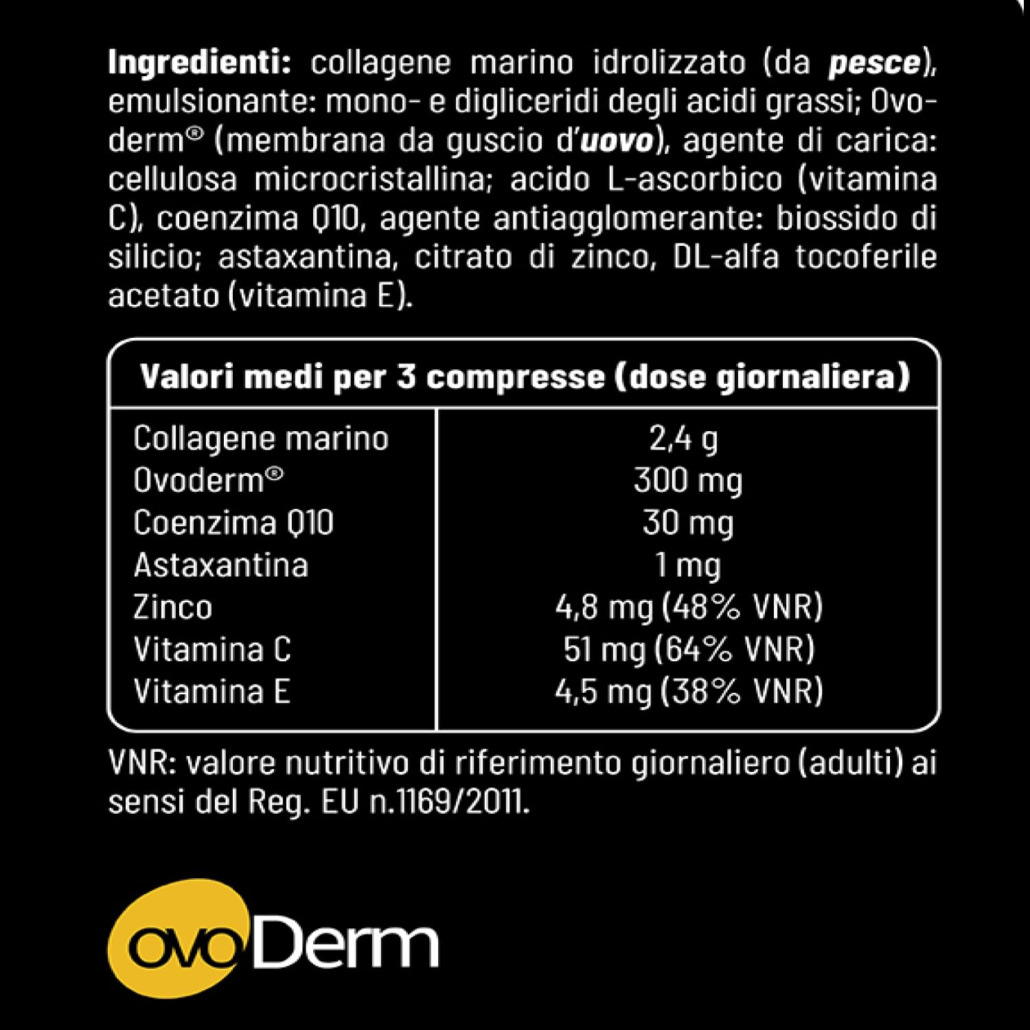 Fit Skin 90 compresse - collagene marino, Ovoderm®, coenzima Q10, astaxantina, zinco, vitamina C e vitamina E per il benessere della tua pelle