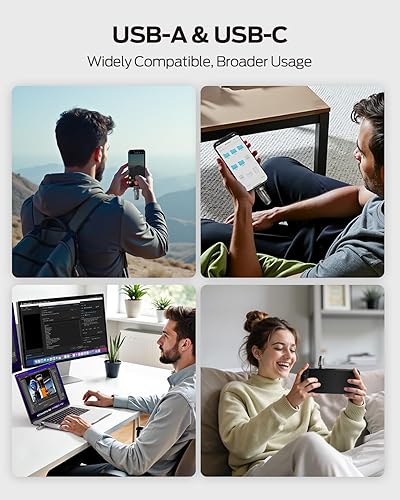 Miniatura 6 de MOVE SPEED Unidad flash de 2 TB, SSD externo con velocidad de lectura de escritura de 1000 MBs, USB 3.2 Gen2+Tipo C SSD portátil de doble puerto,