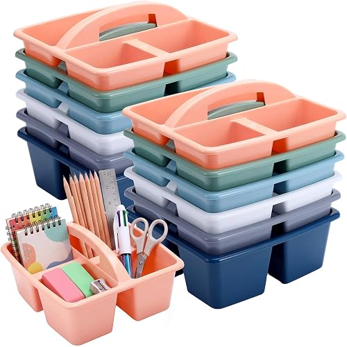 Potchen 12 Pack Caddy Organizer with Handle Plastic Table Supply Caddy Bulk