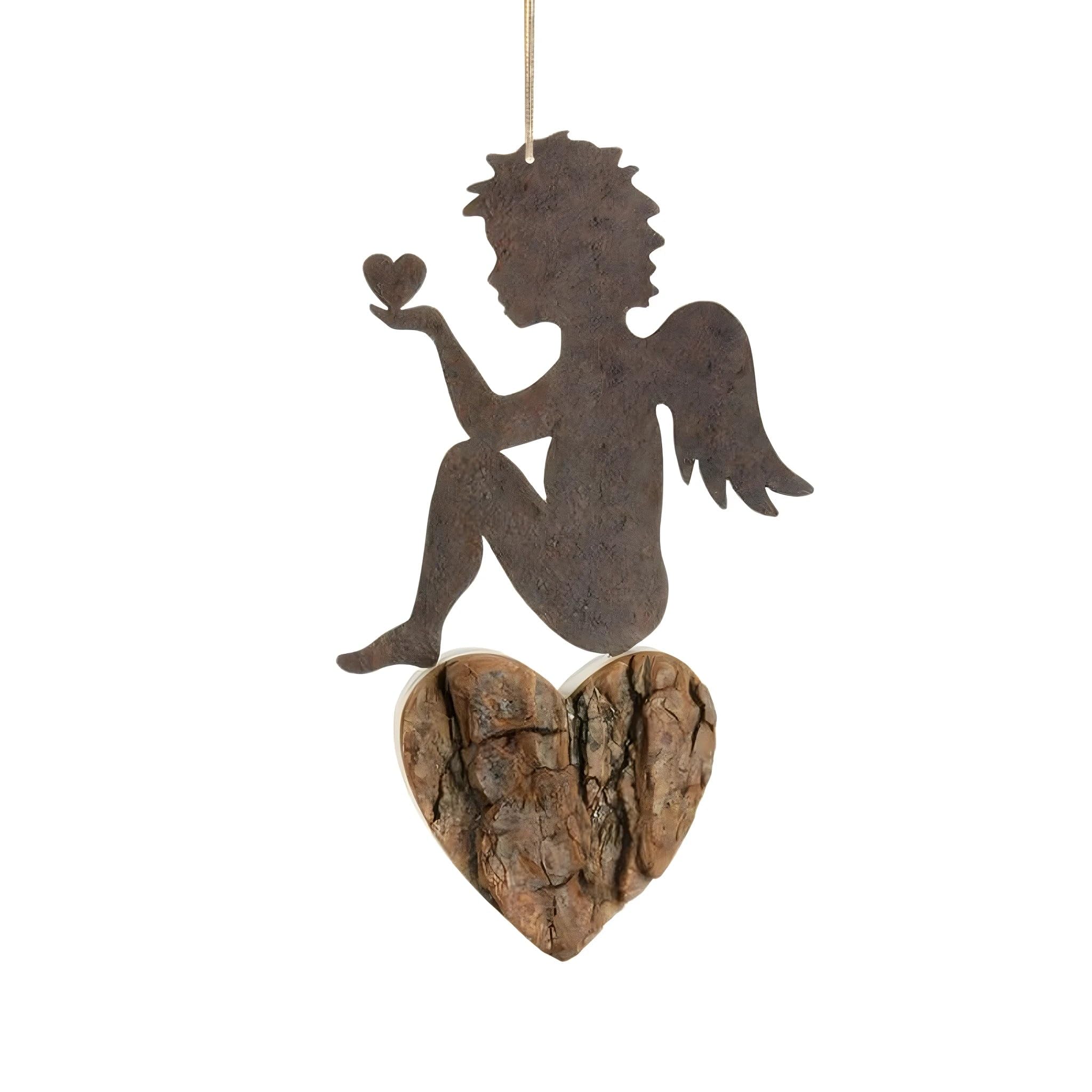 Dolfi | Angel Steel and Wood 15.5 cm 15.5 cm | Natural Wood in Val Gardena | Nativity Figure