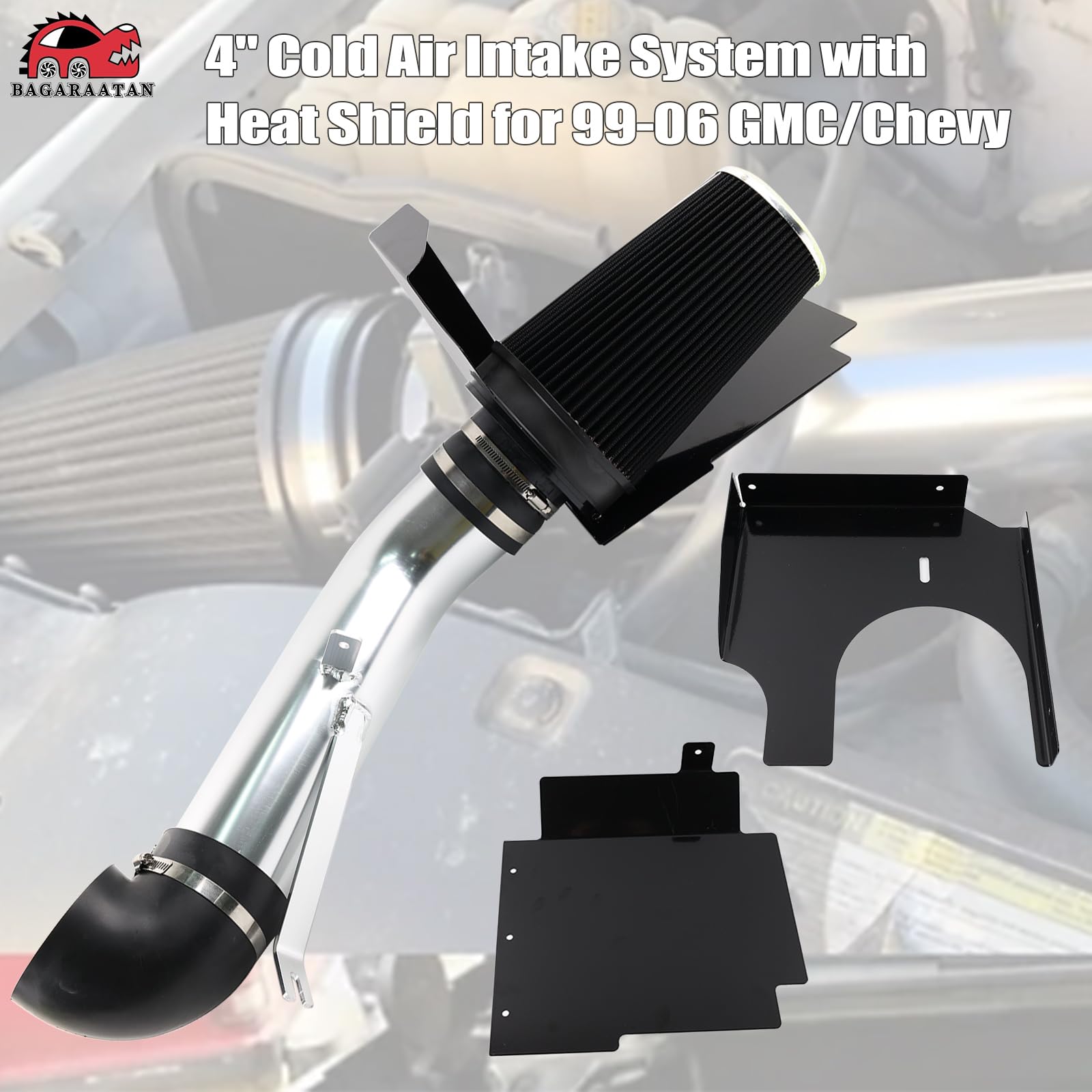 Sistema De Admisión De Aire Frío Para GMC/Chevy V8 4.8L/5.3L/6.0L (99-06) Con Filtro De 4″ Y Protección Térmica Azul