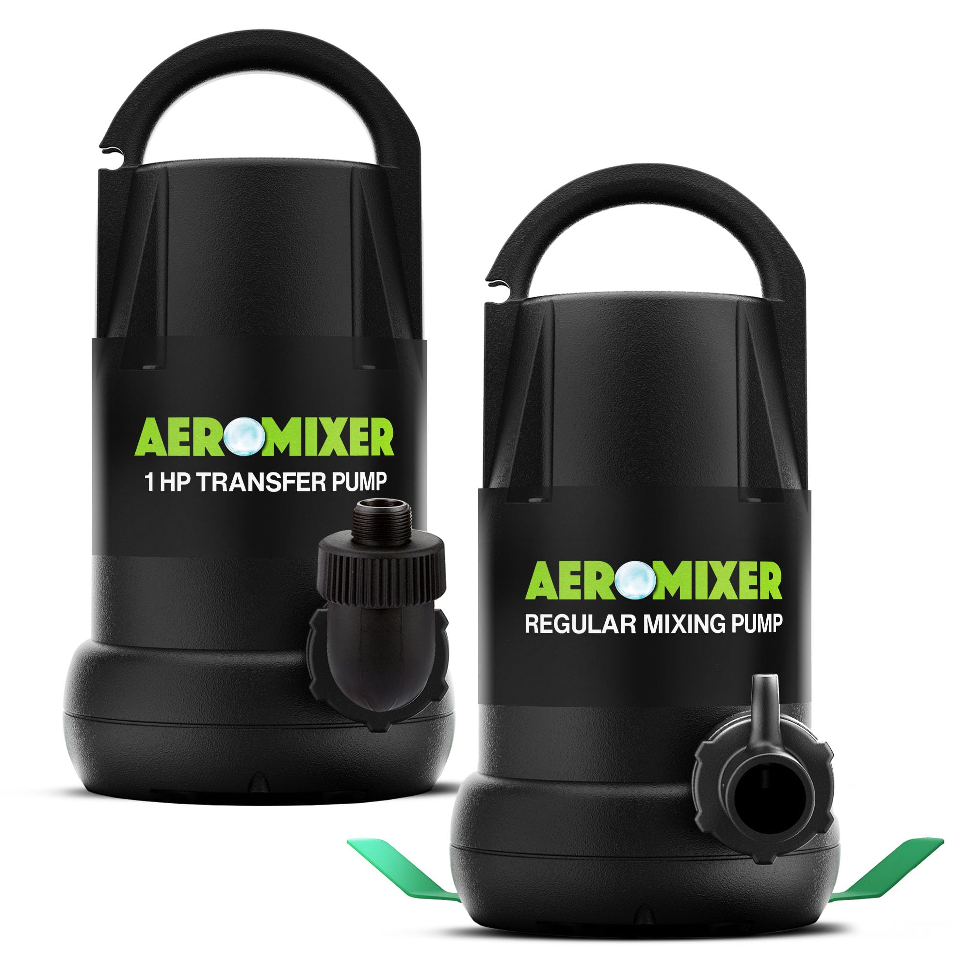 Aeromixer Regular 3/4 HP Submersible Mixing + Aerating Pump with 1 HP Water Transfer Pump Bundle - Water Aerator & Garden Utility Pumps, Nutrient Mixing & Aeration Pumps for Farming & Gardening