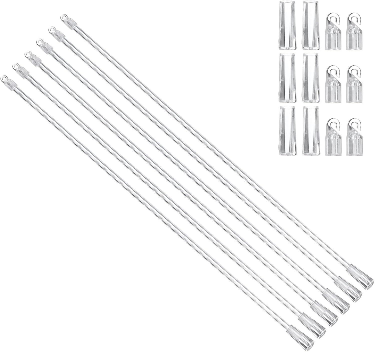 uxcell 6Pcs 21" Transparent Blind Wand Replacement Parts with Hook and Grip, Clear Acrylic Window Blind Stick Tilt Rod for Window Opener Accessory 6 21 inch