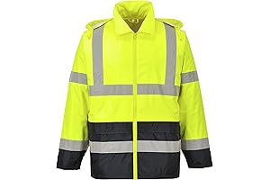 Portwest Men's Safety Rain Jacket for Enhanced Visibility in Wet Conditions