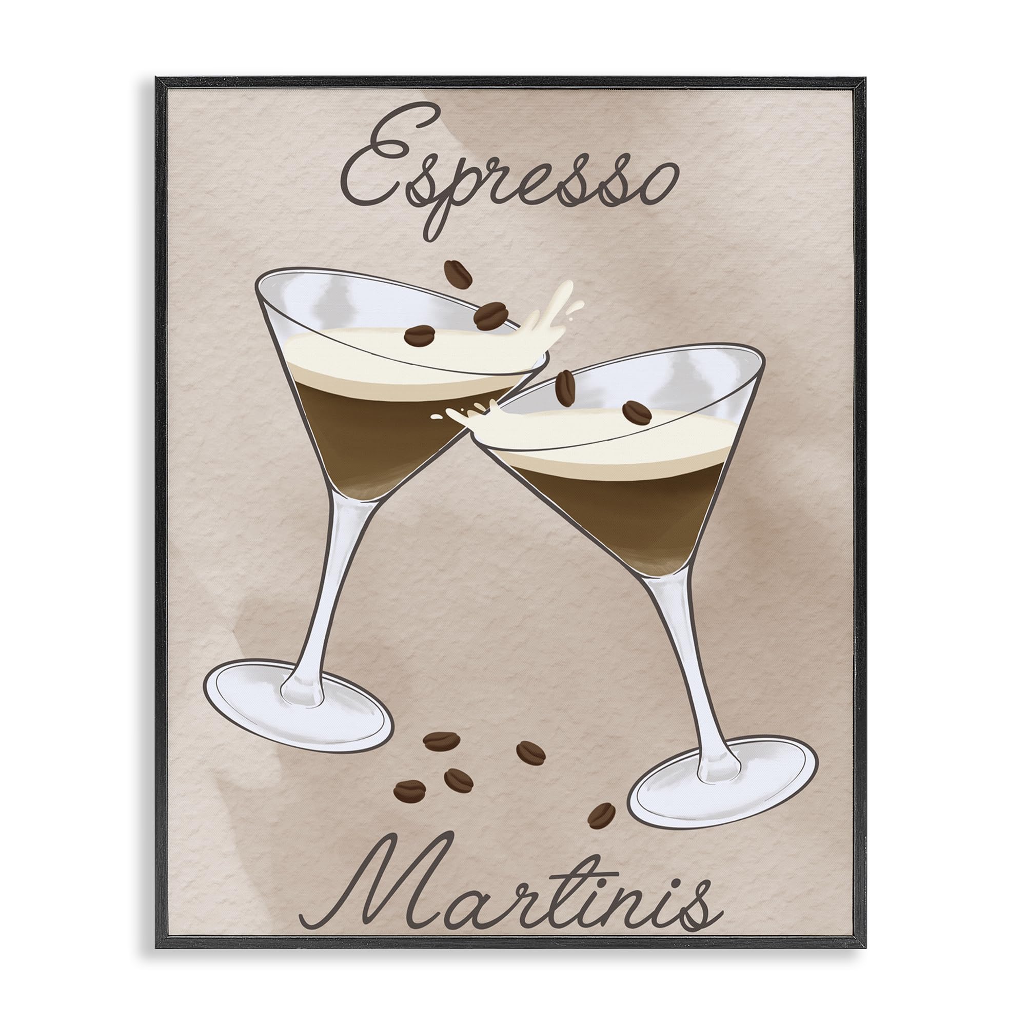 Stupell Industries Midnight Black (Textured) 'Cheers Espresso Martinis'| Framed Giclee Art