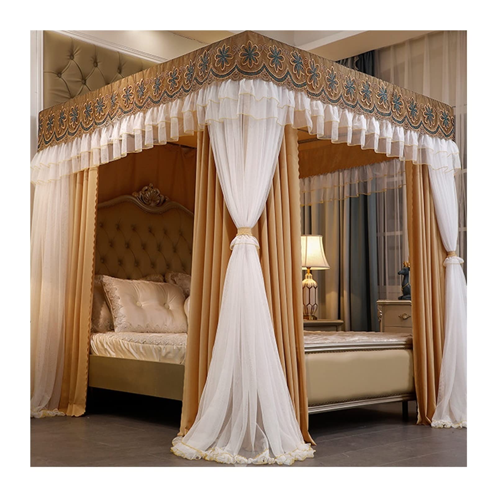 GTHTUHFD Bed Canopy Mosquito Net For Double Bed, Dustproof & Shading - Bedroom Bed Curtain, Romantic Decorated Bed Canopy For S Room,Style 5-150x200x200cm