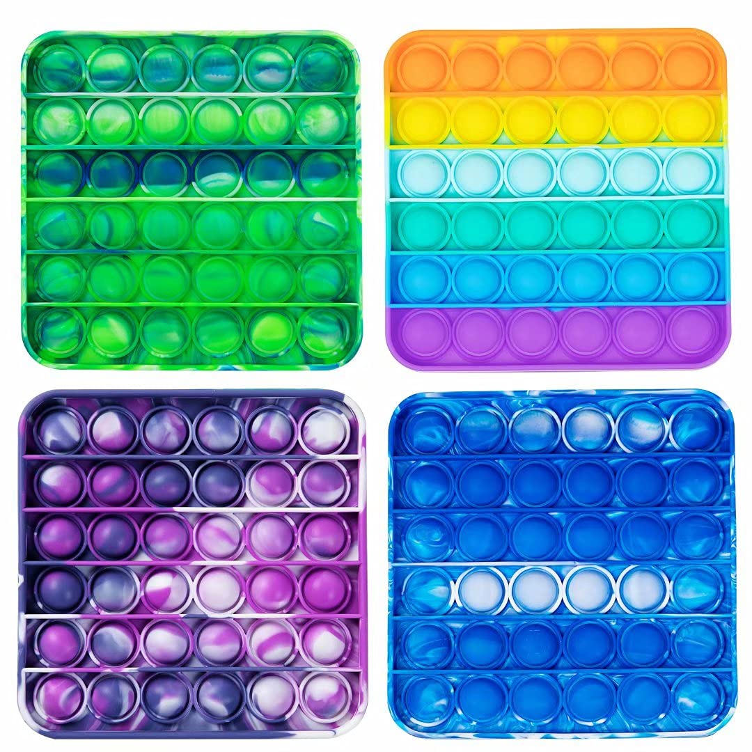 Pop Push tie dye Bubble Sensory Fidget Toy Autism Special Needs Stress Reliever - Great for The Old and The Young (Square)