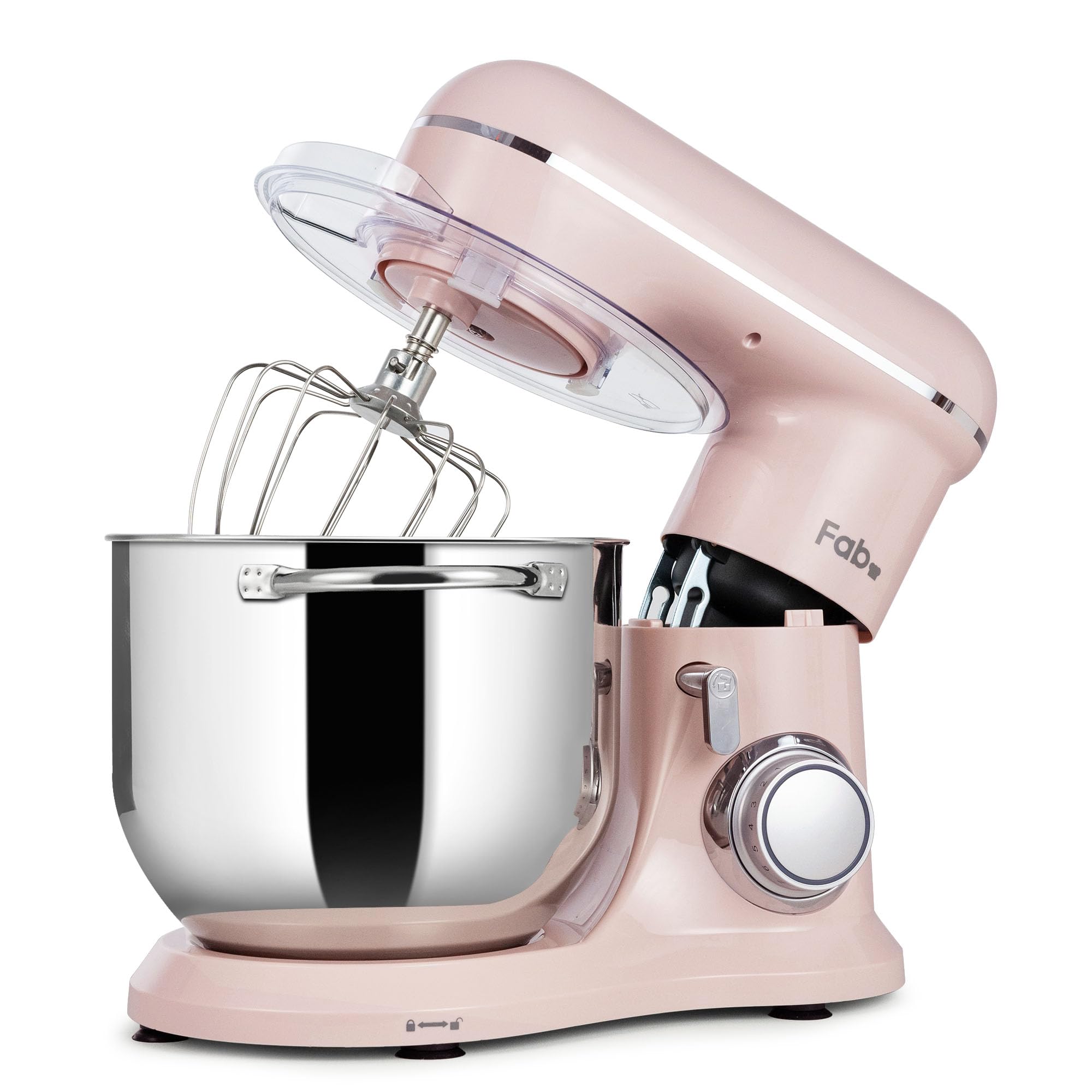 Fab by Kitchen in the box Robot Pâtissier 8L Grande Capacité, Batteur sur Socle 2000W, Pétrin Professionnel avec Fouet, Batteur Plat, Crochet Pétrisseur, 10 Vitesses + Pulse, Bol Inox