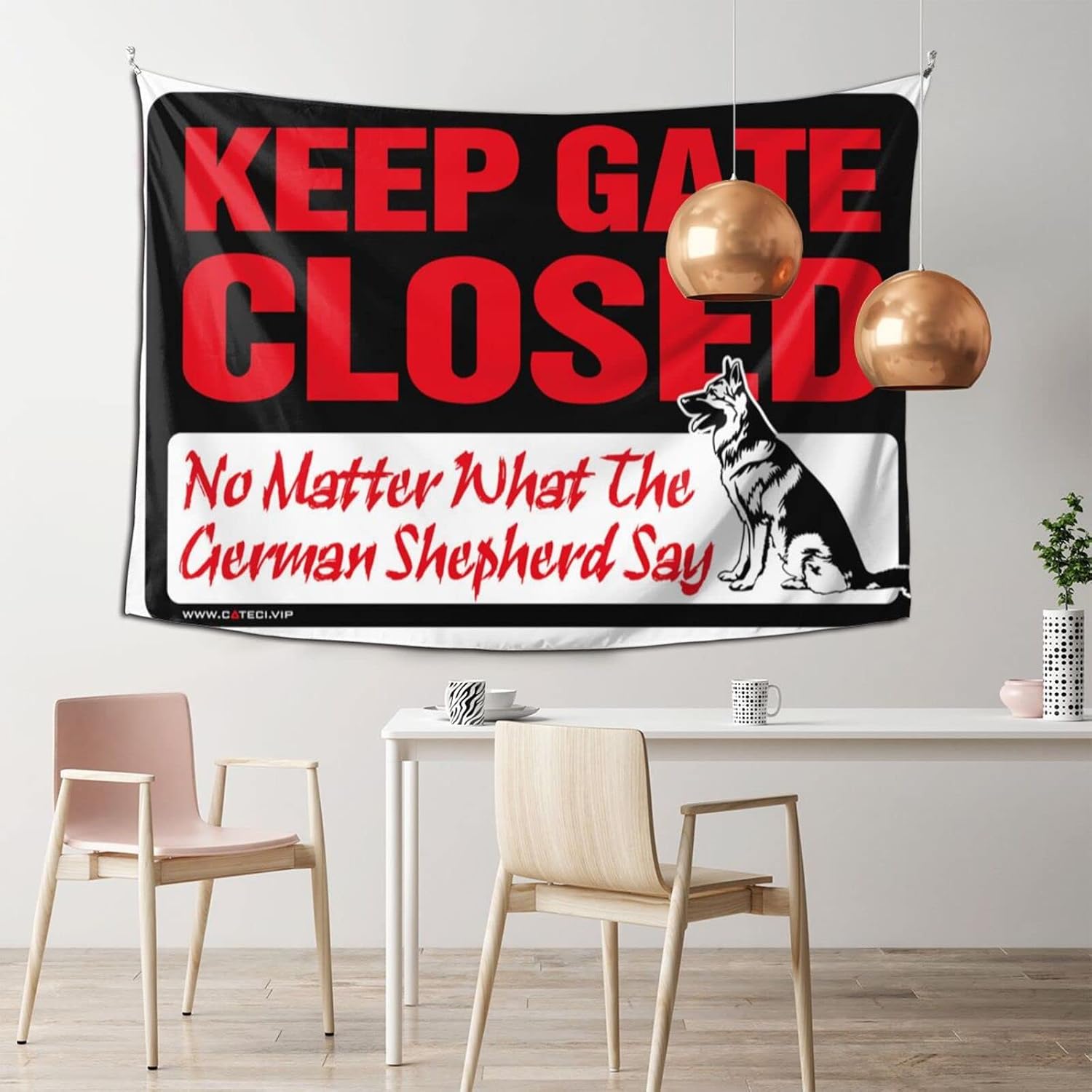 GVNVYFWUY Funny Patio Decor Keep Gate Closed No Matter What The German Shepherd Say Tapestry Hanging Wall Decor Bar Accessories For Man Cave(75X100CM)