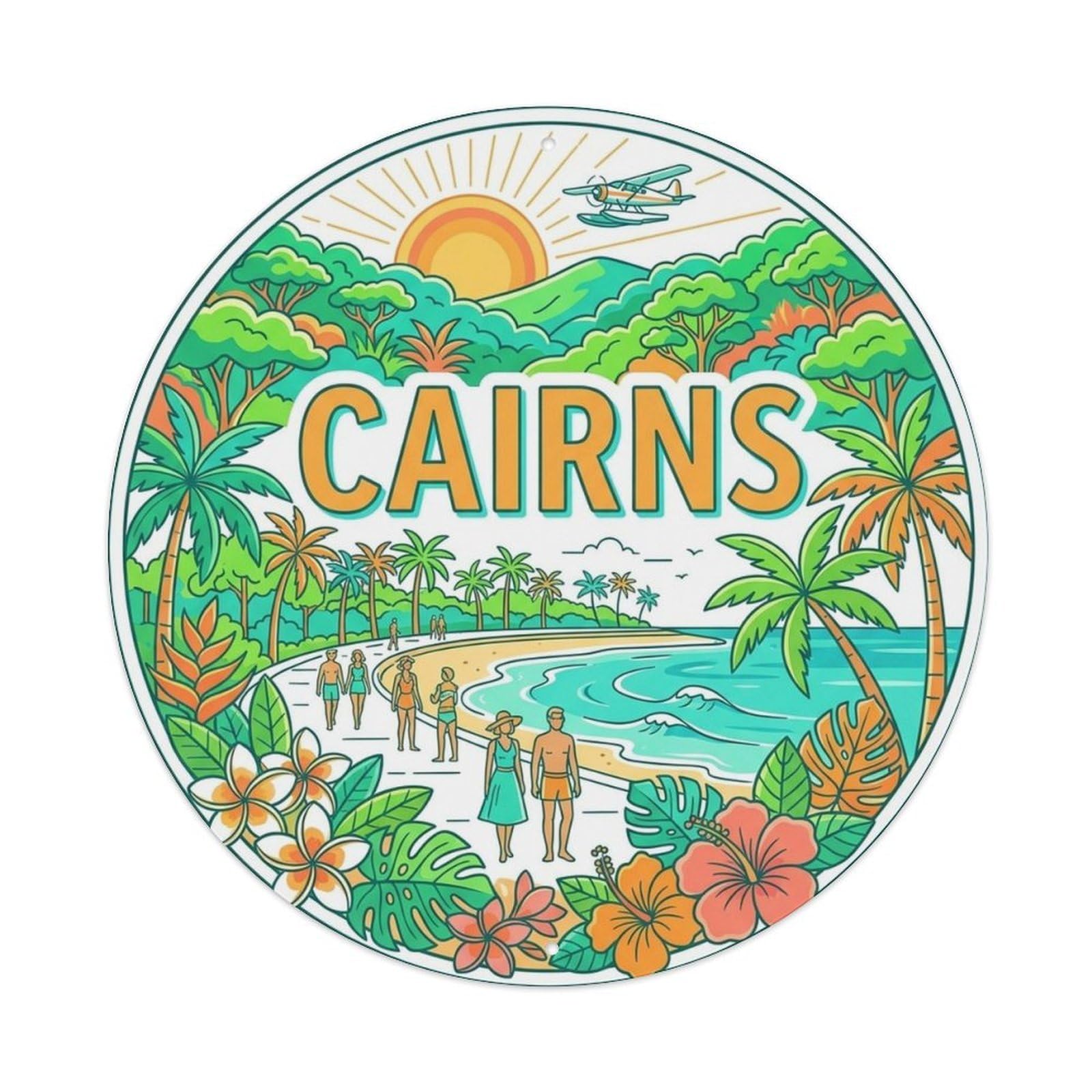 Cairns Australia Retro City Travel Landmark Metal Tin Sign