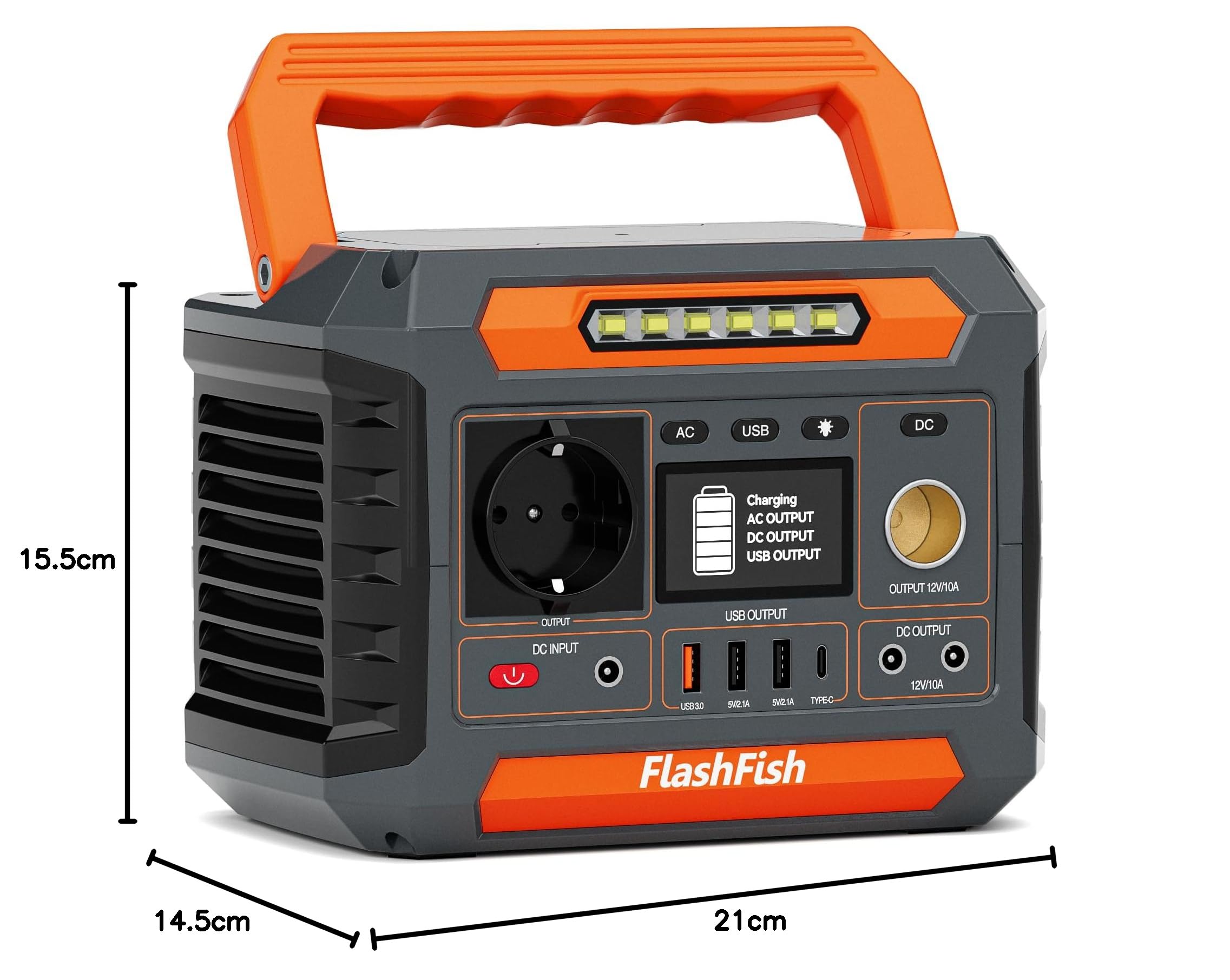FlashFish P66A Station Électrique portable 144,3Wh, Generateur Électrique 200W avec 230 V AC/DC/USB/type C/lumières LED, Batterie de Secours pour Camping, Voyage, Panne de courant