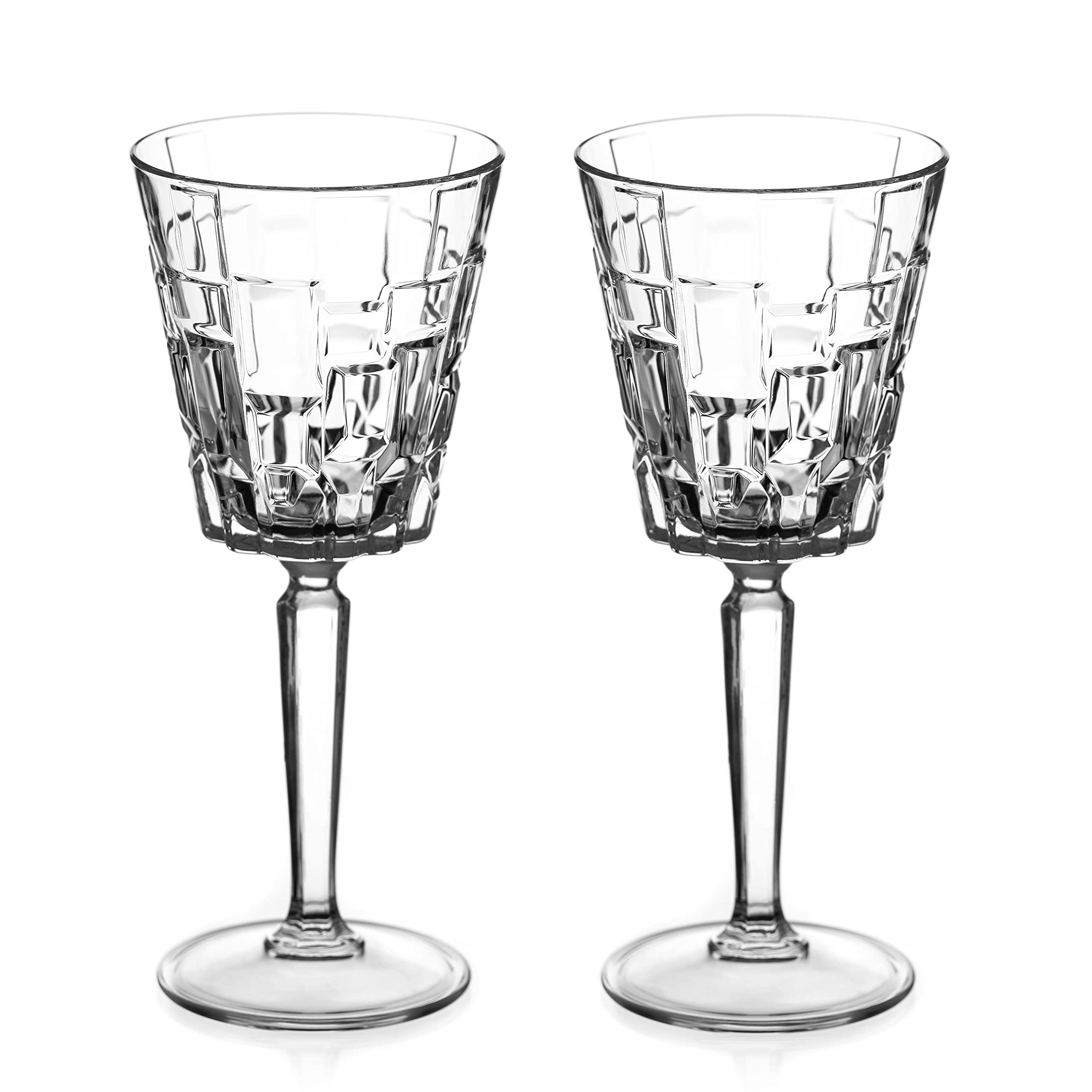 DIAMANTE Crystal White Wine Glasses - 'Quartz' - Premium Lead Free Crystal - Set of 2