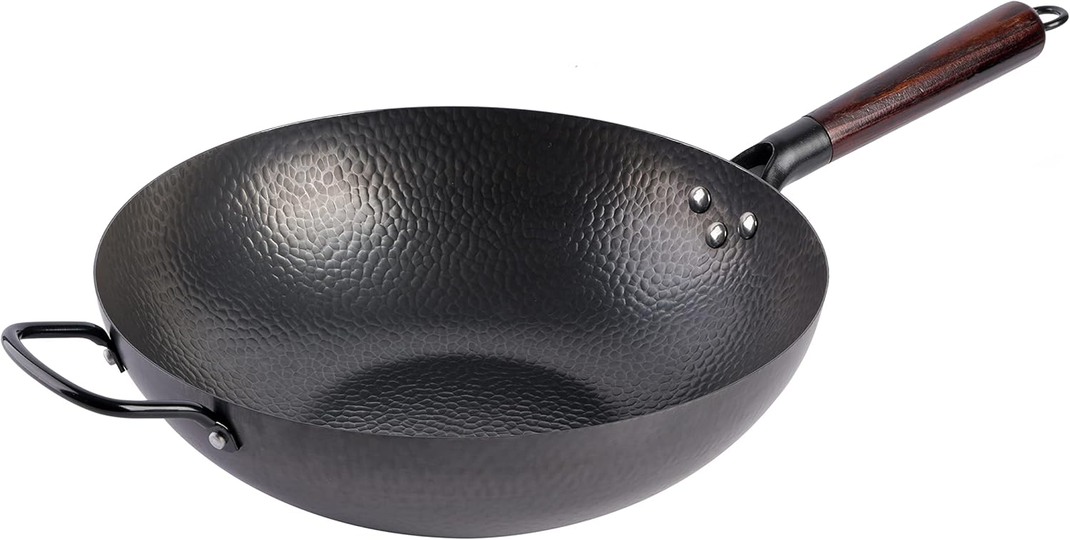 Gibson Home Stargaze Carbon Steel Flat Bottom Wok, 13Inch