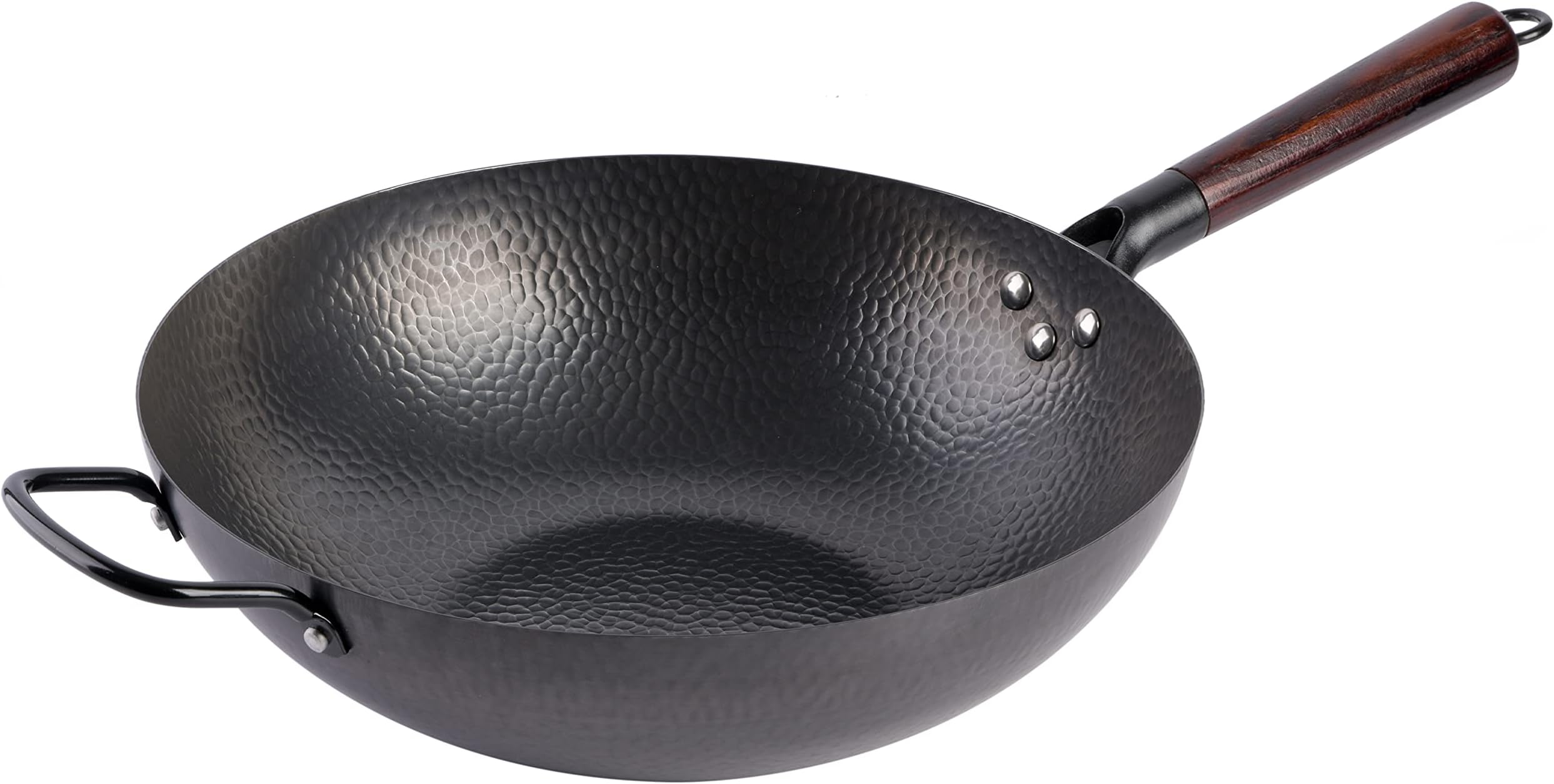 Gibson Home Stargaze Carbon Steel Flat Bottom Wok, 13-Inch, Hammered