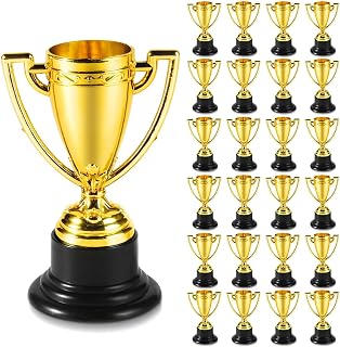 SenseYo 24 Pack 4 Inch Gold Mini Trophy Cups - Plastic Kids Award Trophies for Parties, Sports & Winning Prizes