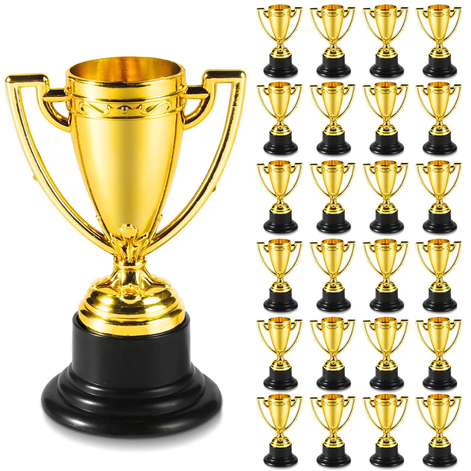 SenseYo 24 Pack Mini Trophies Cups, Gold Trophy Award, Plastic Trophies for Kid, 4 Inch Award Trophies for Kids Party Favors, Winning Prizes
