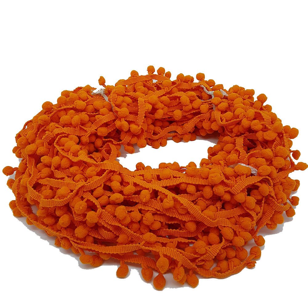 Pom Pom Trim Trimming Sewing Craft Per Metre 10mm Bobble Fringe Pompom Quality (Orange) by Accessories Attic