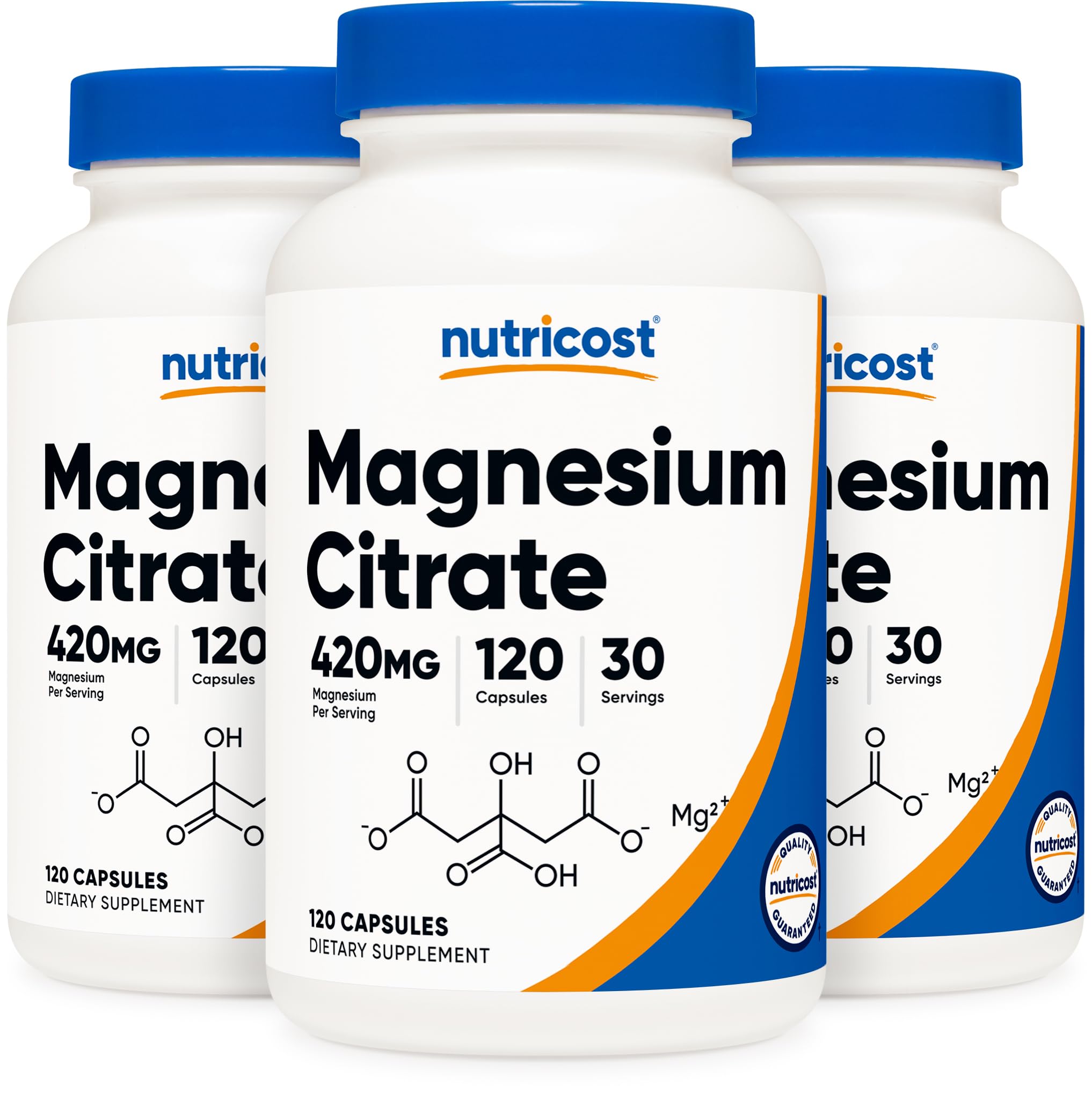 Nutricost Magnesium Citrate 420mg, 120 Veggie Capsules - 30 Servings, Gluten Free, Non-GMO Supplement (Pack of 3) 120 Count (Pack of 3)