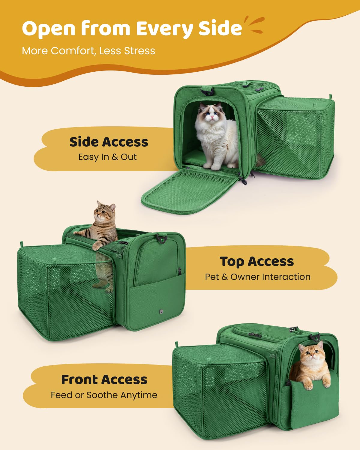MIDOG Cat Carrier Soft for Small to Medium-Sized Cats,Up to 25 Lbs, TSA Airline Approved Soft Sided Pet Carrier - image 3