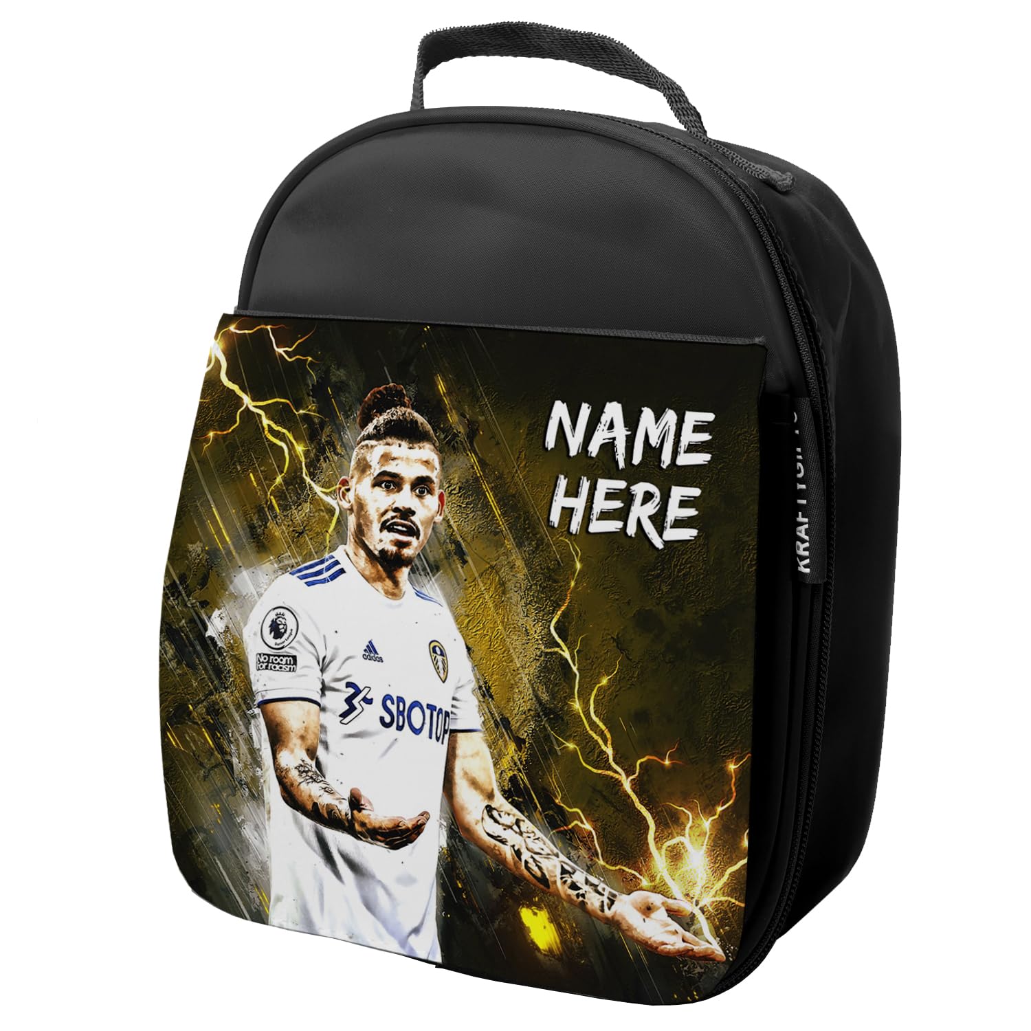 KRAFTYGIFTS Personalised Phillips Bag Leeds Football Legend Boys School Nursery Insulated Lunchie Box Lunchbox Snackbox NL28