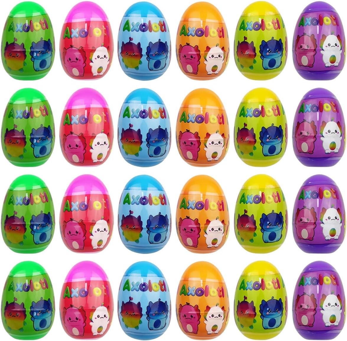 24 Pack Prefilled Easter Eggs with Axolotl Slow Rising Squishy Toys Inside Toys for Kids Girls Boys Easter Basket Stuffers Gifts Party Favors