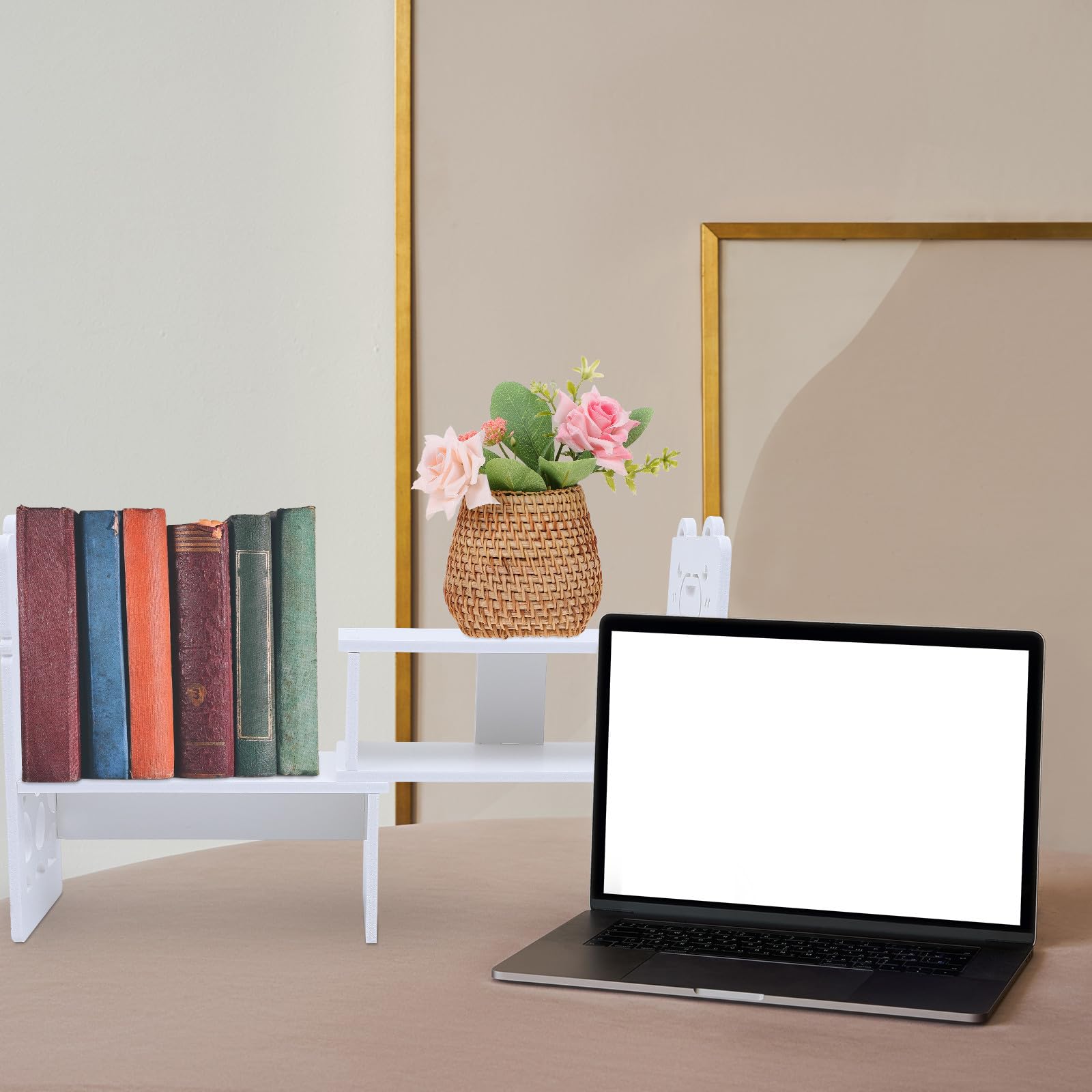 Libreria da Scrivania Piccola in PVC Bianco per Documenti