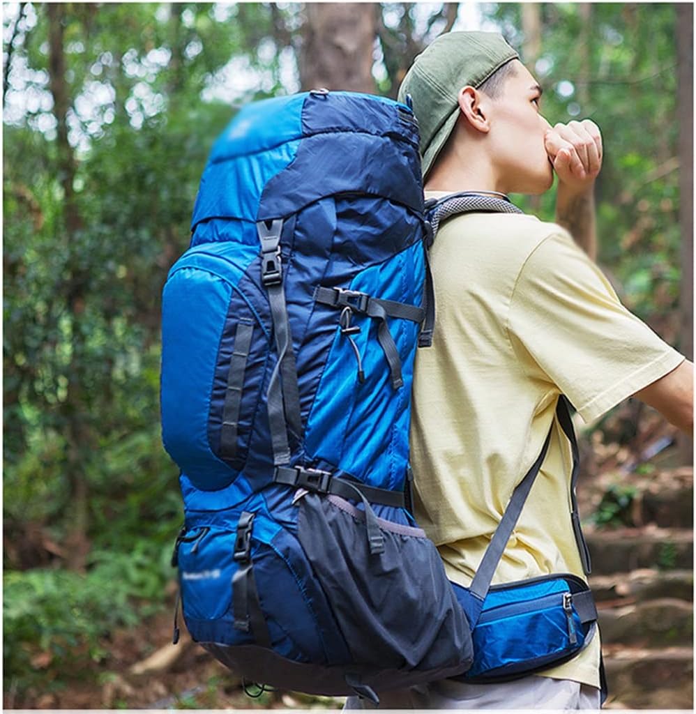 80L Outdoor Bag Large Capacity Sports Backpack Outer Frame Backpack Mountaineering Backpack(C)