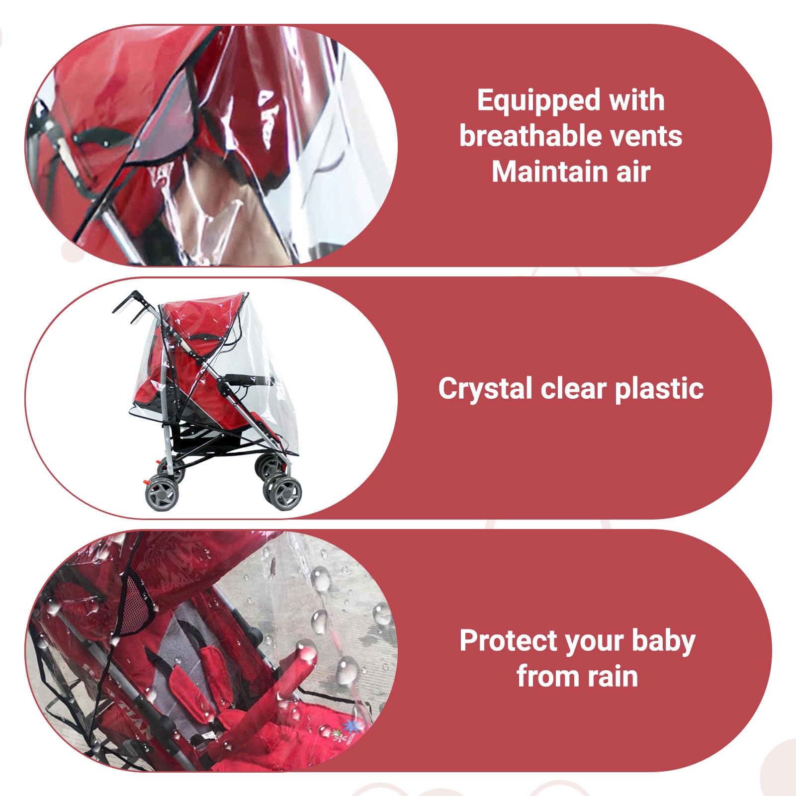 Universal Rain Cover for Stroller,Universal Rain Cover for Pushchair and Stroller Protect from Sun and Snow - Image 3