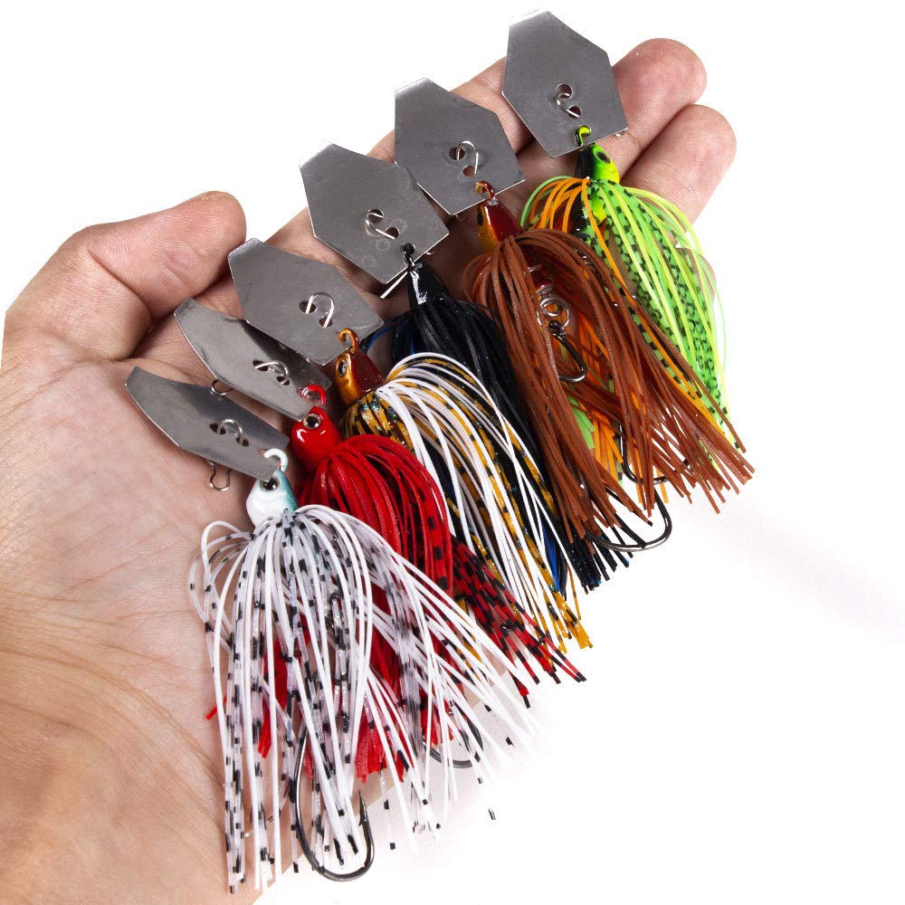 Kit Leurres De Pêche ZOKBOM 6 Pièces - Leurres Souples Pour Bar, Truite, Brochet - Chatterbait Et Buzzbait
