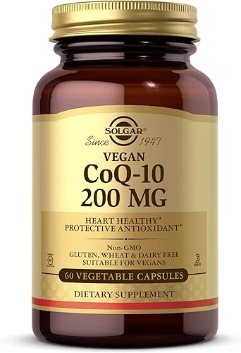 Solgar Vegetarian CoQ-10 de 200 mg 60 cápsulas vegetales - saludable para el corazón antioxidante protector - Suplemento de coenzima Q10 CoQ-10 -