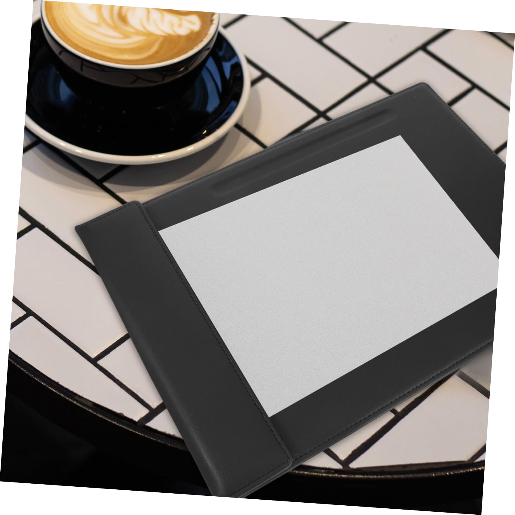 Carpeta de Visualización Menú Portátil de Cuero Negro Clip Magnético Resistente y Fácil de Reemplazar para Bar y Restaurante