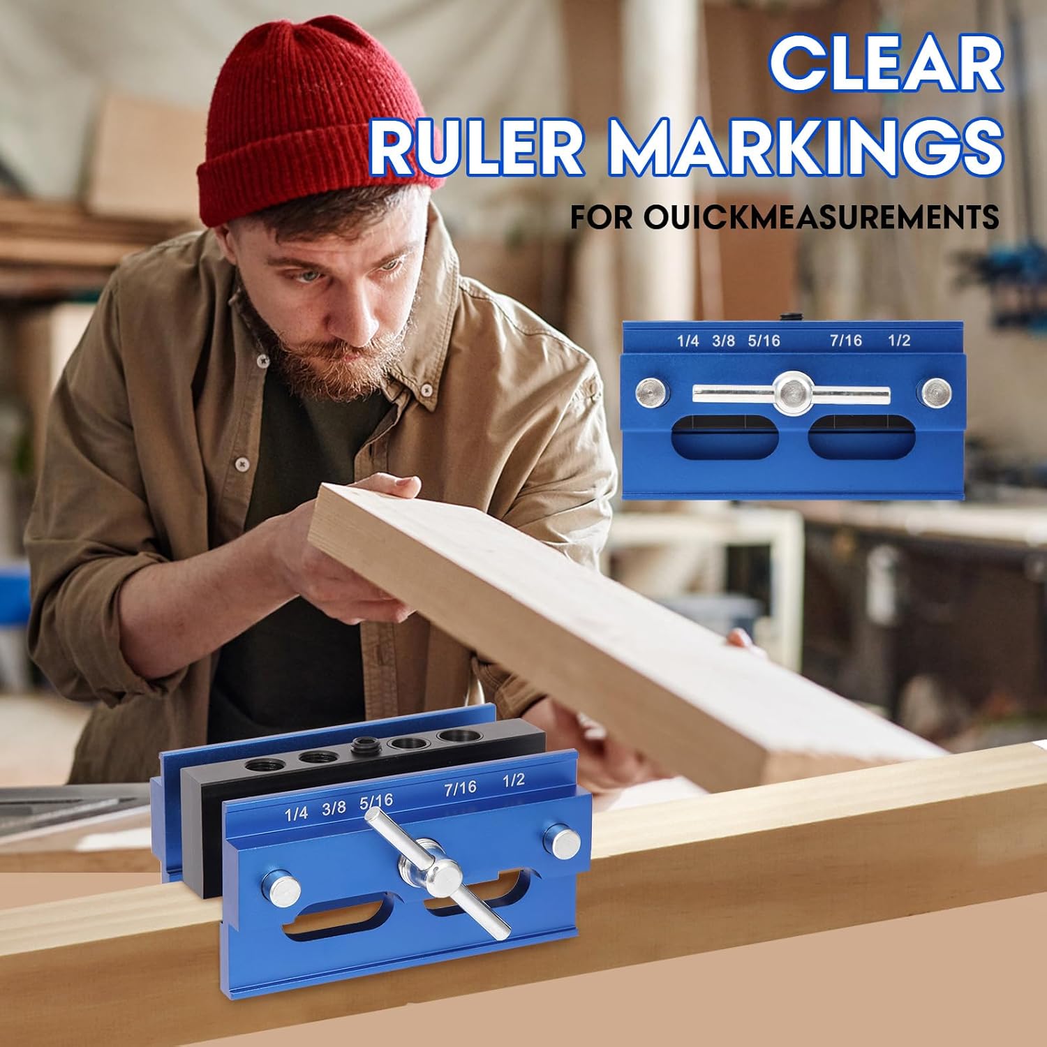 Kosmi Self Centering Dowel Jig Kit,Drill Guide Jig Block for Straight Holes with 6PCS Drill Bushings,High-quality aviation aluminum material