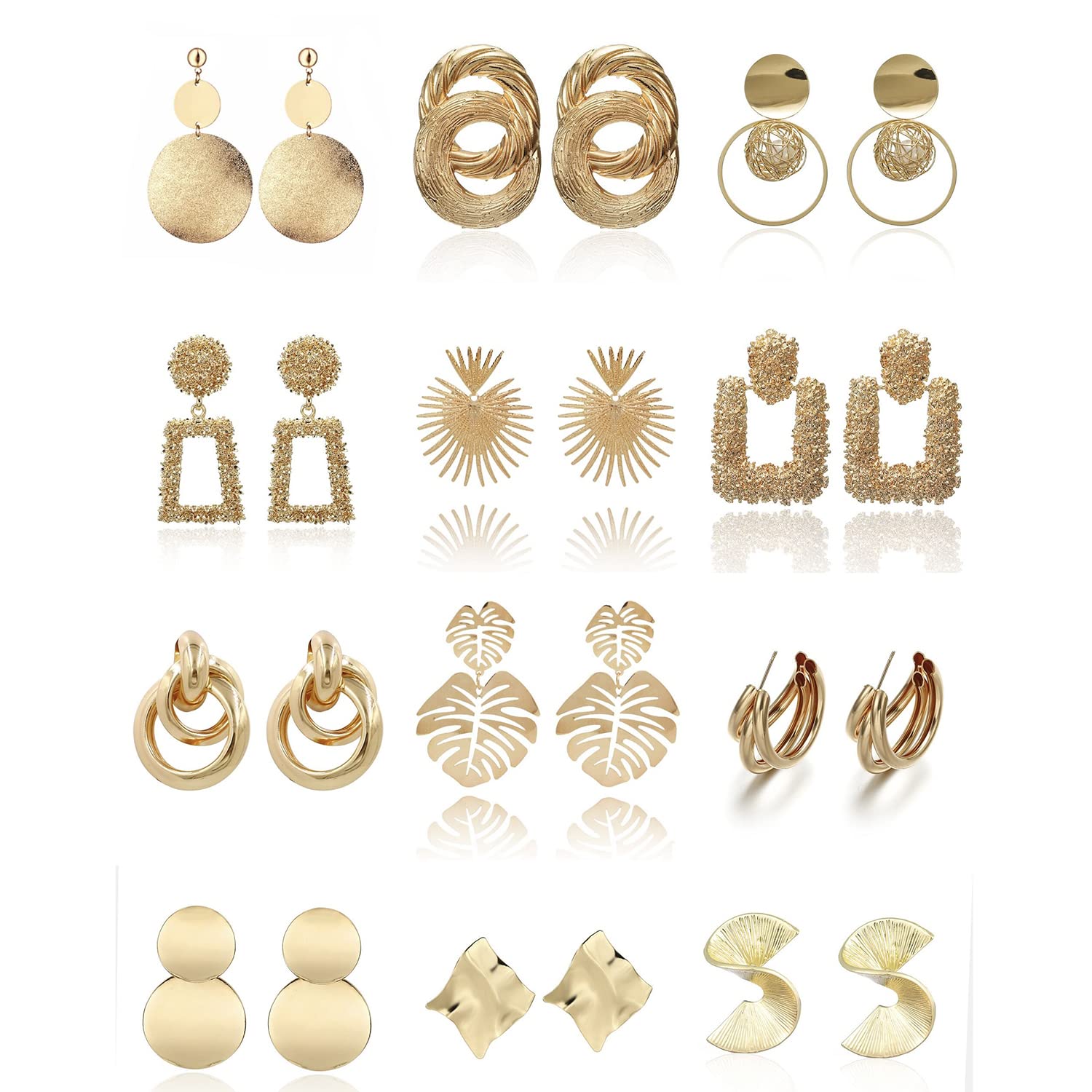 LANTAI 6-8 Pairs Boho Vintage Dangle Bead Tassel Earrings Set-National Style Metal Hollow Pendant Dangle Earrings Set for Women Girls Gift Jewelry