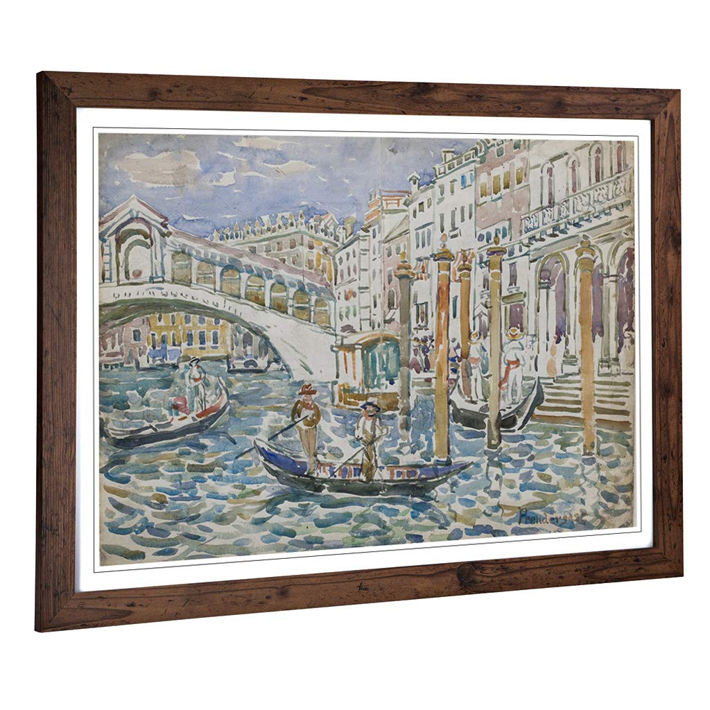 Big Box Art Framed Print of Maurice Pendergrast Rialto Venice Design | Wall Art Picture | Home Decor for Kitchen, Living Room, Bedroom, Hallway, Walnut, A2 / 24.5x18 Inch / 62x45cm
