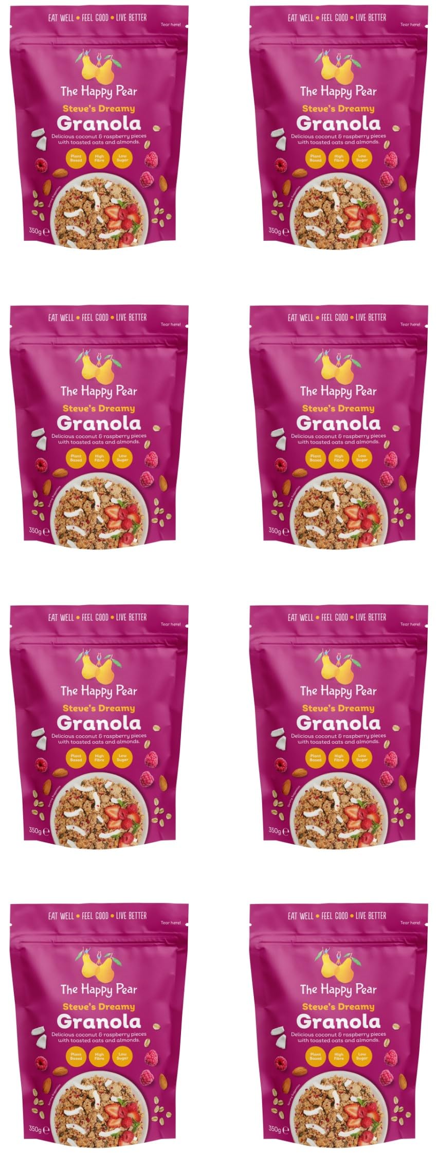 Healthy and Tasty Premium Luxury Granola - Plant Based, High Fibre, No artificial Colours or Flavours, Sugar Free - 3 Delcious Flavors (8 Boxes, Steve's Dreamy Granola)