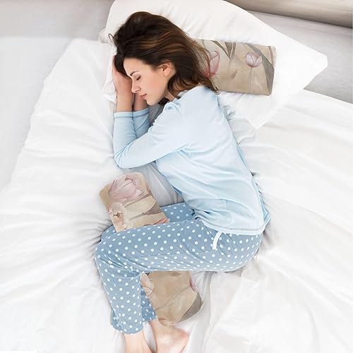 Miniatura 6 de Almohadas decorativas decorativas florales de tulipán de acuarela rosa beige gris para sofá cervical almohada cilindro redondo largo redondo