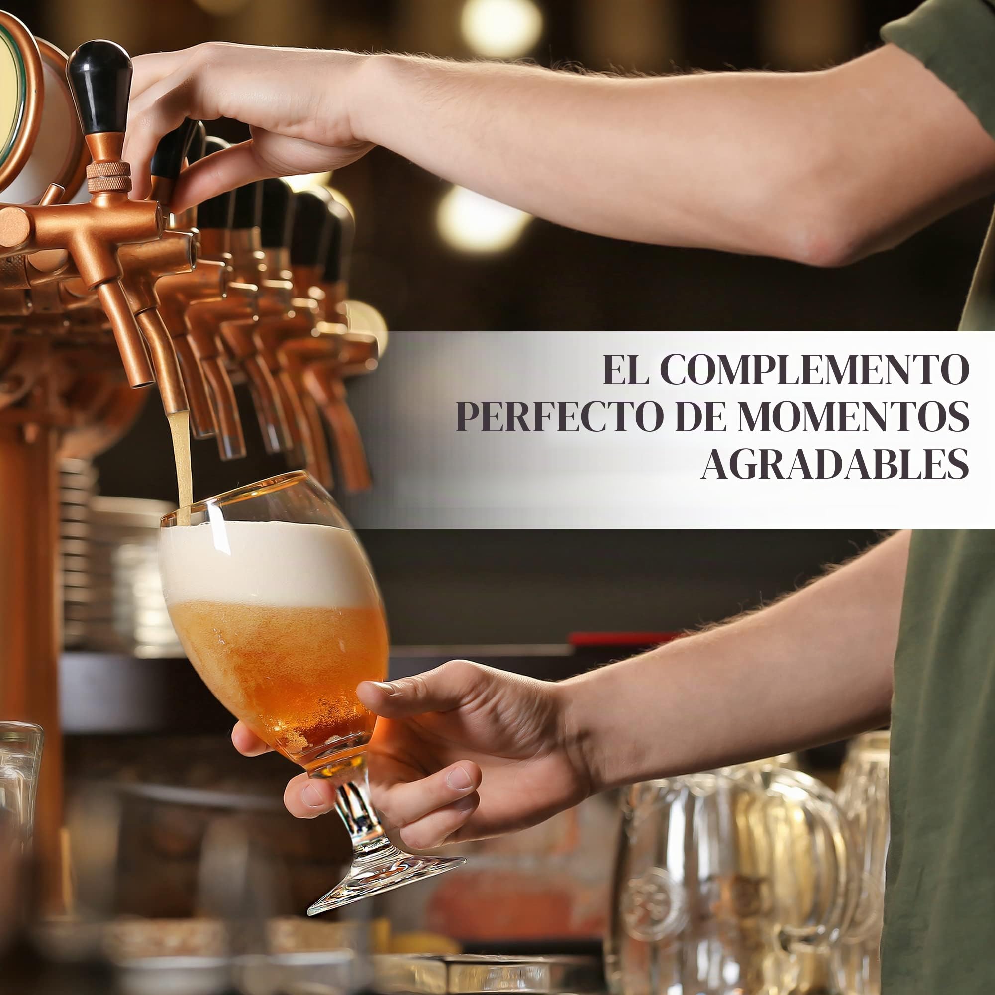CRYSTALIA Copas Cerveza Cristal, Vaso Cerveza Belga Set 6 400ml 100% SIN PLOMO Caliz Cerveza, Copas de Cerveza IPA, Vasos de Cerveza, Copa Cerveza con Tallo, Tulipa Cerveza, Beer Glass