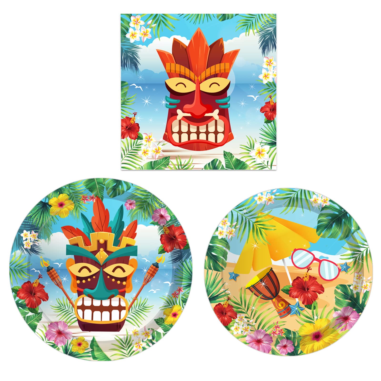 Hawaiian Party Geschirr Set Für 24 Personen - Tropische Teller & Servietten Mit Tukan Motiv