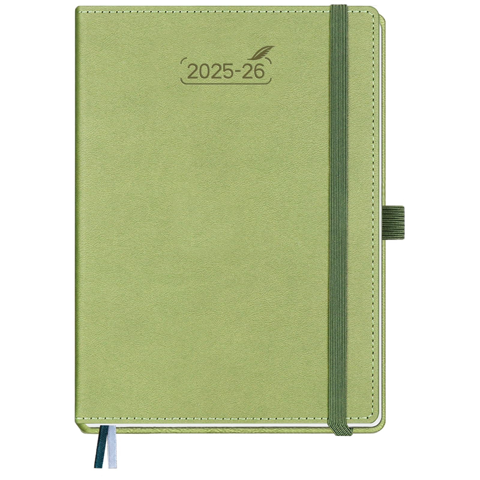 BEZEND Agenda Settimanale 2025 2026 A5 21 x 15,5 cm, 18 Mesi Diario Scuola da Lug.25 a Dic.26, Portapenne, Copertina Rigida in Pelle PU - Kiwi