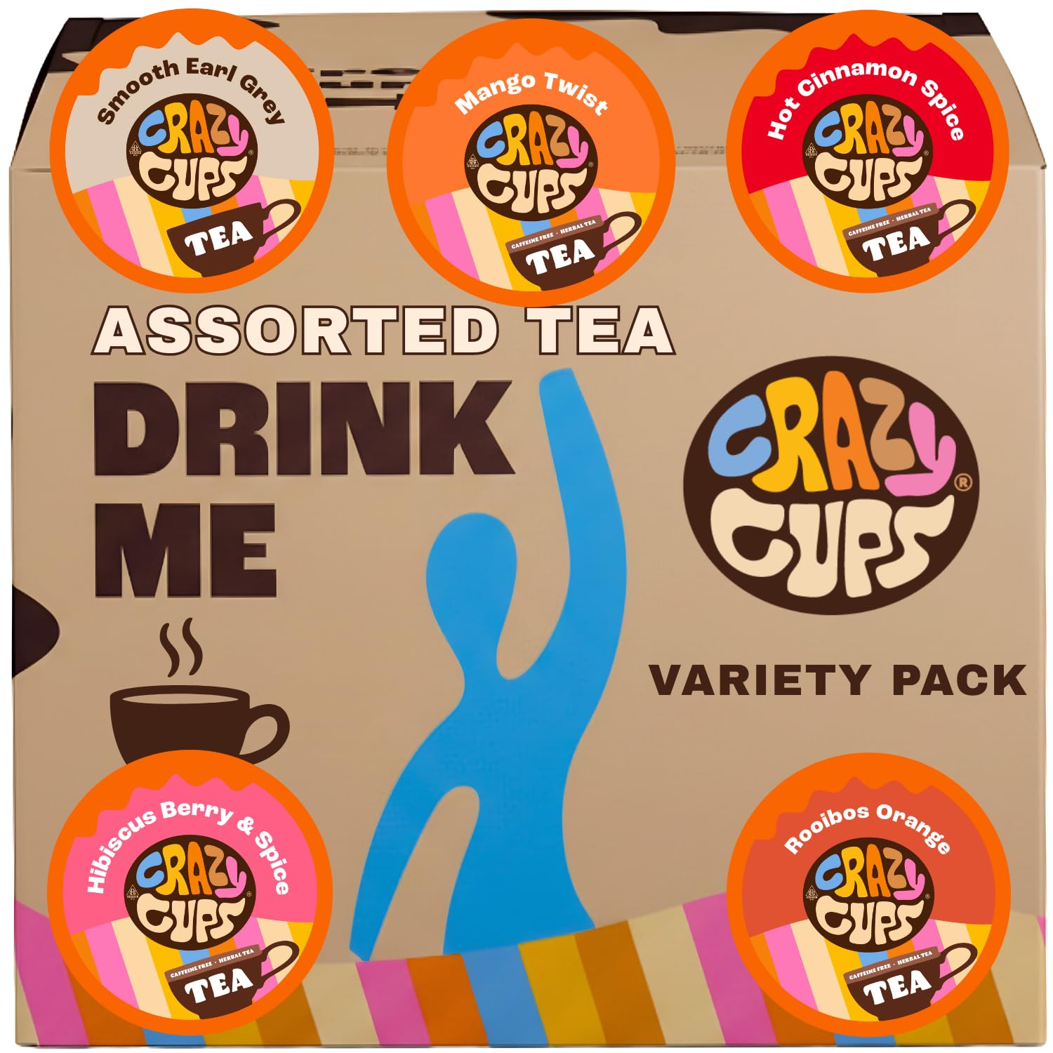Crazy Cups Assorted Tea Variety Pack 50 Count, Cinnamon, Earl Grey, Hibiscus Berry & Spice, Mango Twist, Rooibos Orange, — grocery & food deal