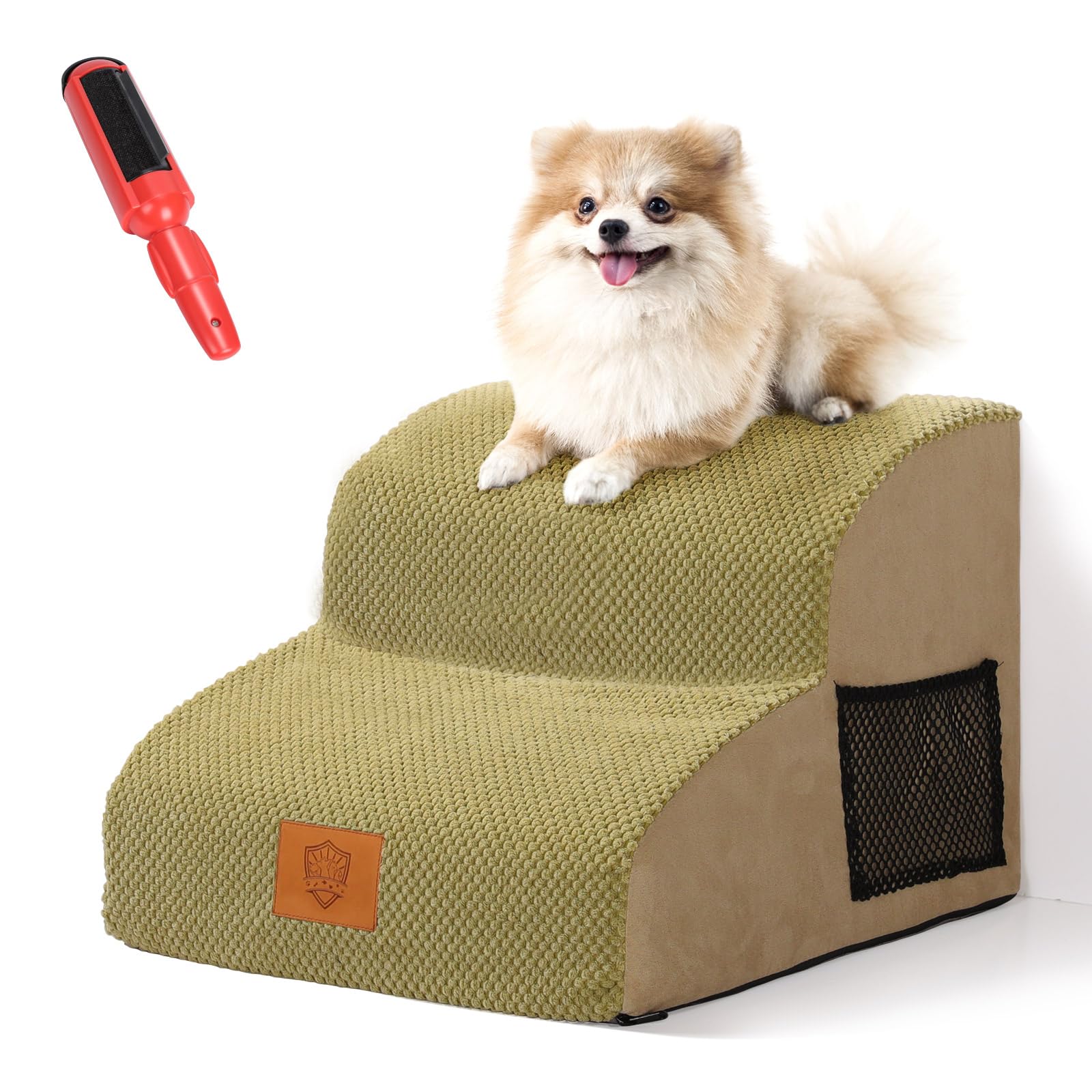 Masthome Scaletta per Cani a 2 Gradini, Scale per Cani in Spugna, Scale Antiscivolo per Animali Domestici, Rampa per Cani con Copertura Rimovibile e Lavabile, Scalette per Cani Letto (Giallo)