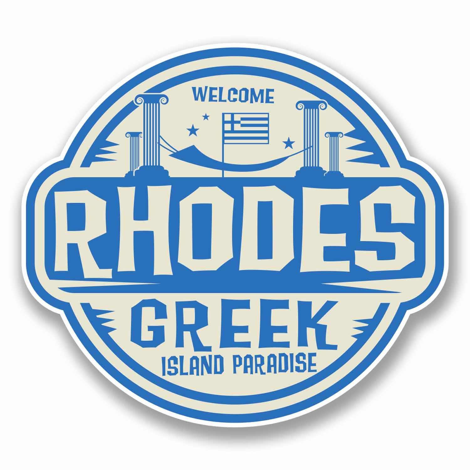 2 x 10cm Rhodes Greece Vinyl Sticker Laptop Travel Luggage Greek Fun #9827 (10cm Wide x 9cm High)