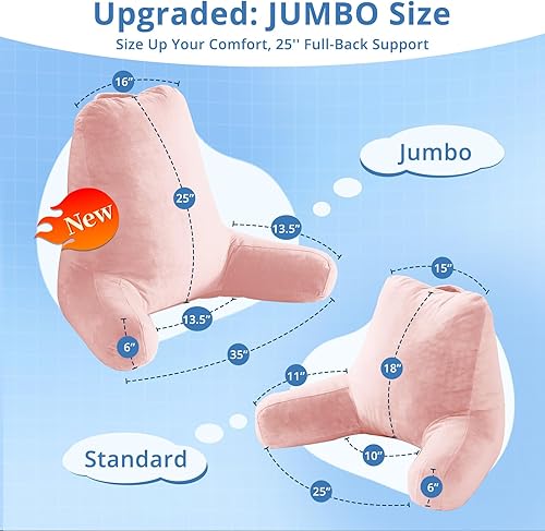 Miniatura 2 de Sasttie Almohadas de lectura, 25 pulgadas, para sentarse en la cama, terciopelo, jumbo, respaldo alto XL, apoyo de espalda para sofá y piso