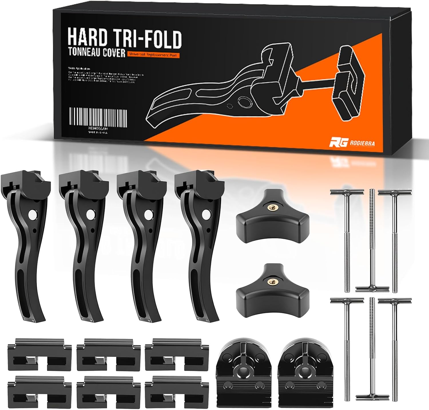 Replacement Parts for Hard Tri-Fold Tonneau Cover, Includes 6 T-Bolts, Front & Rear Clamps - Compatible with Most Truck Bed Covers