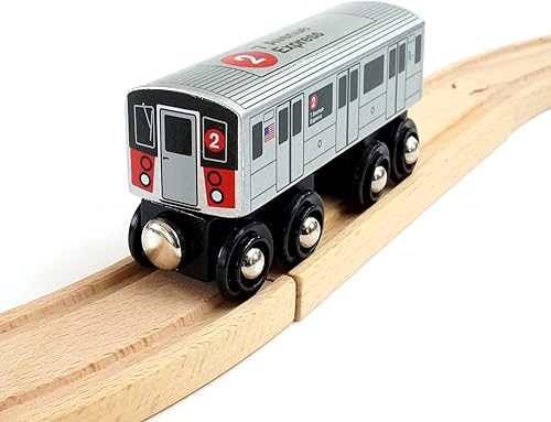 Vista 9 de MUNI PALS Munipals New York City Metro Ferrocarril de madera (A Division/IRT) S Train/42 St Shuttle - Tren de juguete de madera probado y seguro